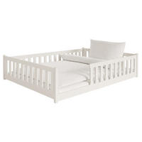 BODENBETT 140x200 cm in Baumwolle - Beige, Holz (140/200cm) - Kids Collective