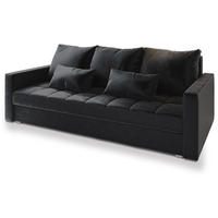 BETTSOFA SIRO Schwarz Plüsch-Stoff mit Schlaffunktion - Schwarz, Textil (222/83/86cm) - MASSENO
