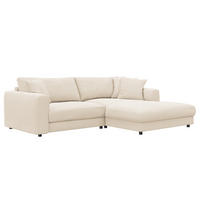 ECKSOFA mit Longchair - Beige/Schwarz, Kunststoff/Textil (238/183cm) - home24