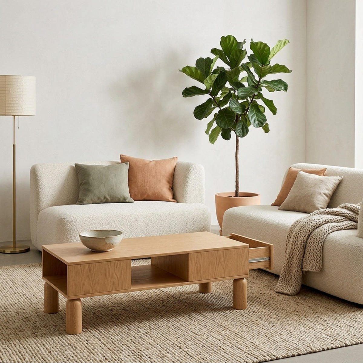 COUCHTISCH Sanden SN-7 110 x 50 x 36,8 cm Eiche Bookmatch - Eichefarben, Holz/Holzwerkstoff (50/110/36.8cm) - Koseto