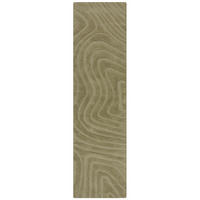 WOLLTEPPICH Wellen Abstrakt, Wohnzimmer Olivegrün Läufer 60x230 - Grün, Textil (60/230cm) - KADIMA DESIGN