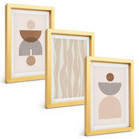 BILDER SET 3er Set - 20x30 cm Goldrahmen - Abstrakte Formen braun beige - Goldfarben, Kunststoff (20/30cm) - TULUP