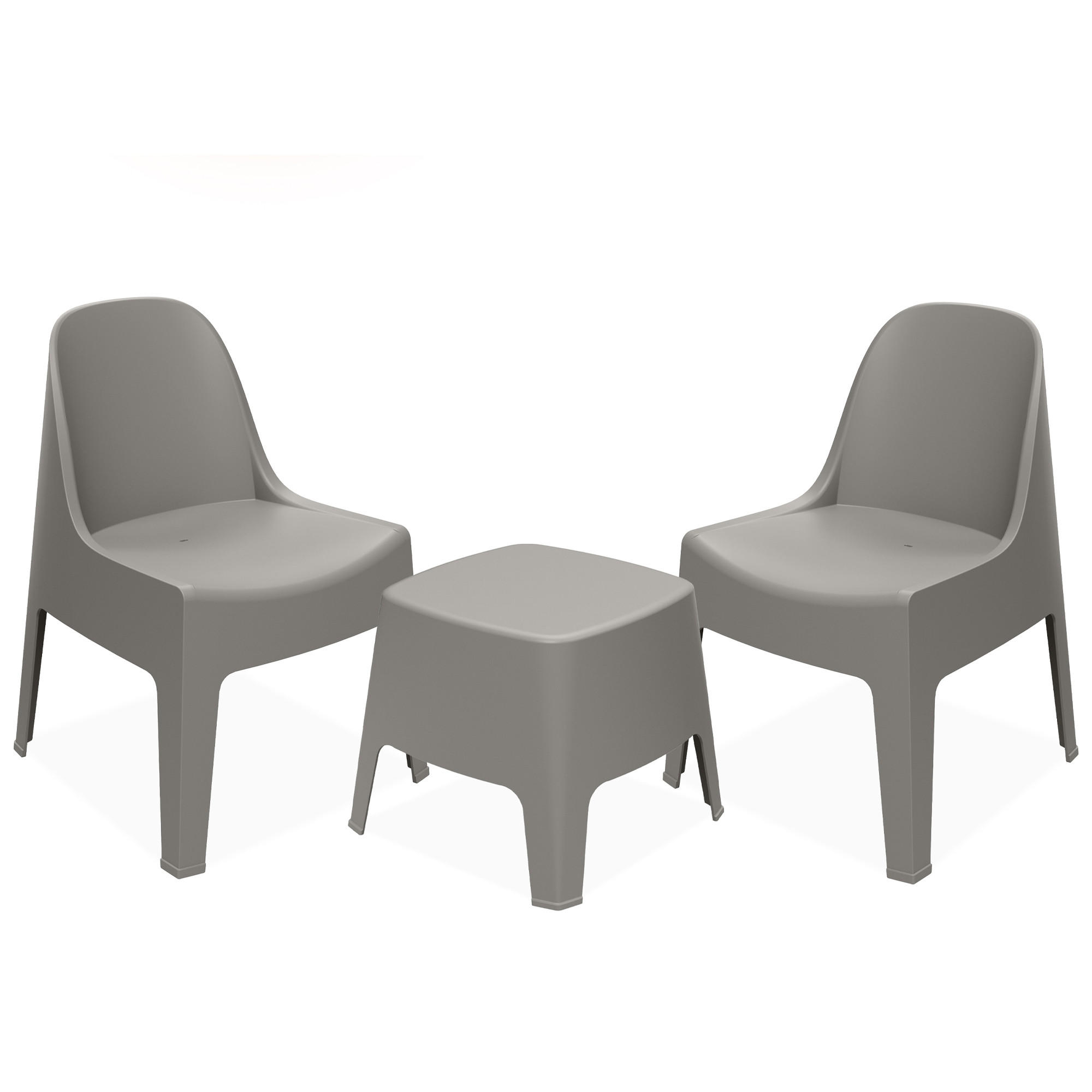 GARTENMÖBEL-SET MALUS, 3-tlg - Graubraun, Kunststoff - KONSIMO®