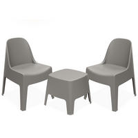 GARTENMÖBEL-SET MALUS, 3-tlg - Graubraun, Kunststoff - KONSIMO®