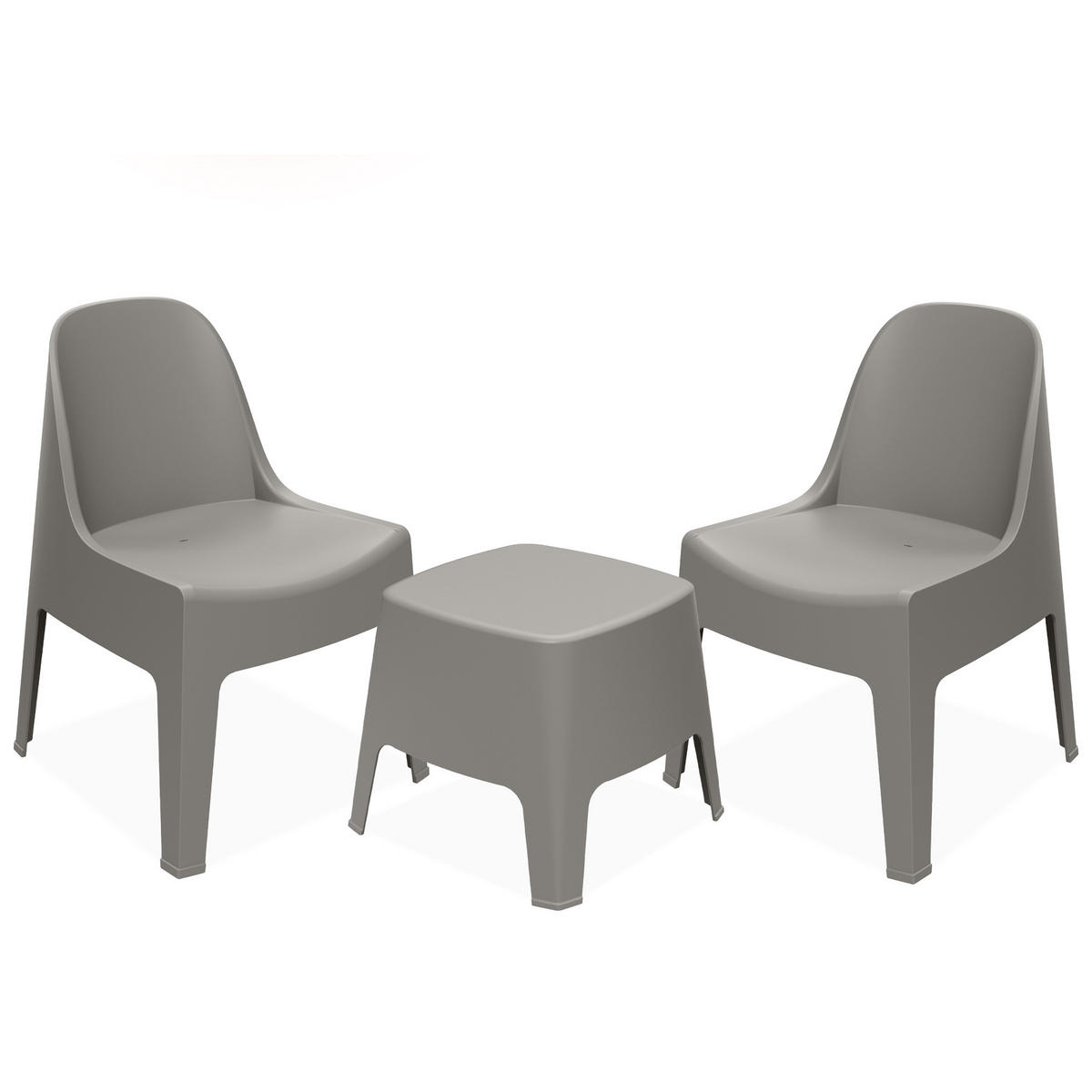 GARTENMÖBEL-SET MALUS, 3-tlg - Graubraun, Kunststoff - KONSIMO®