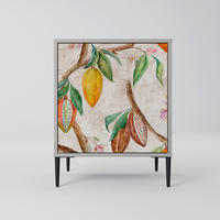 SIDEBOARD COCOA FRUITS, Grau, 57,5x42x72,5 cm, Schwarze Metallfüße - Multicolor/Schwarz, Holzwerkstoff/Metall (57.5/72.5/42cm) - SpaceRebels