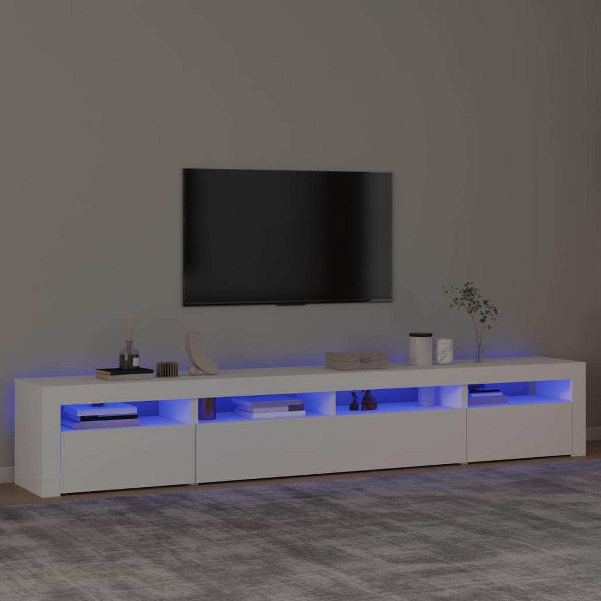 TV-SCHRANK Mit Led-Leuchten Weiss 240/35/40 Cm - Weiß, Holzwerkstoff (35/40/240cm) - vidaXL