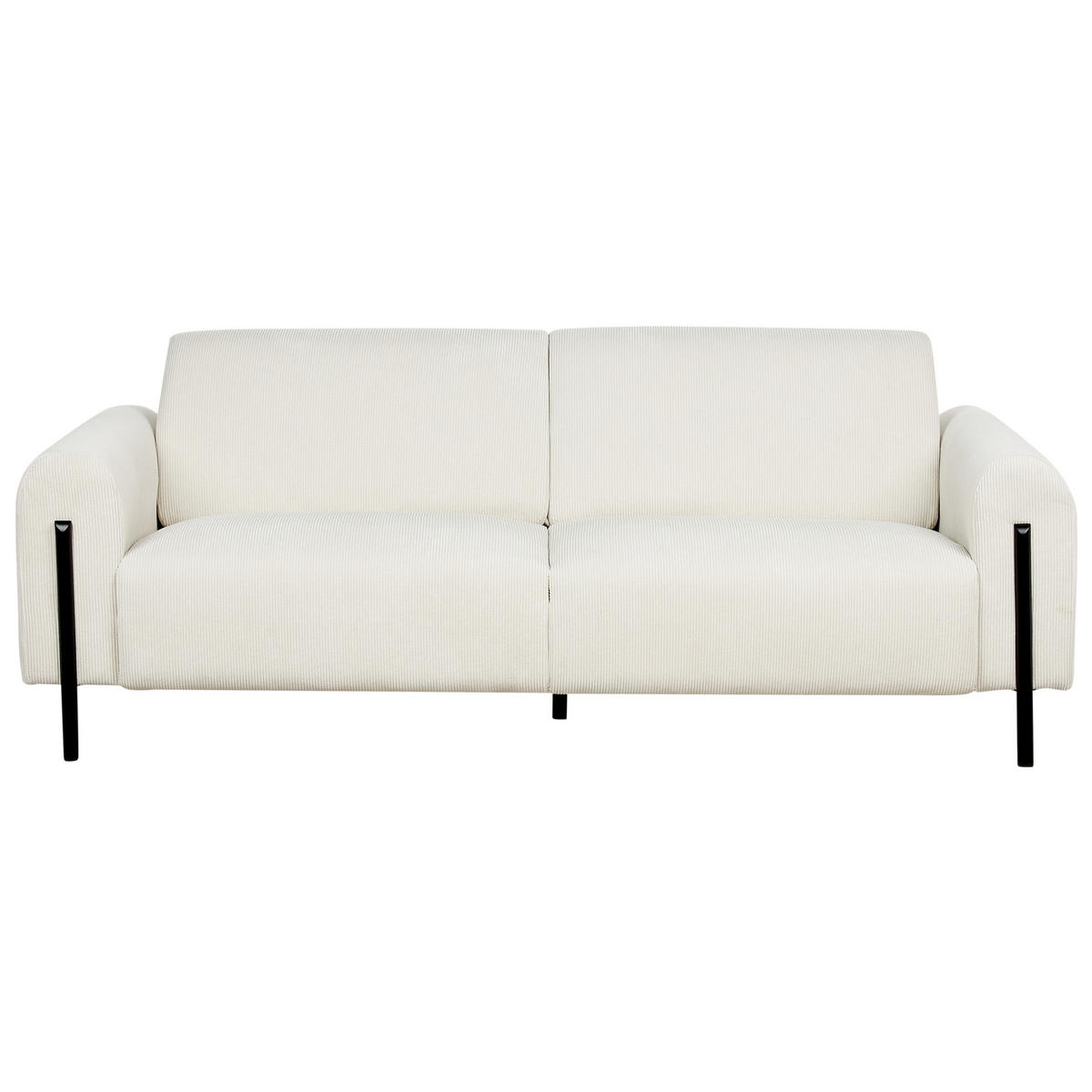 3-SITZER-SOFA Cord cremeweiß Askim - Schwarz/Weiß, Textil (207/87/89cm) - Beliani