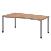 SCHREIBTISCH Serie-H Gestell: Silber 100/180/74 cm in Nussbaumfarben - Nussbaumfarben, Holzwerkstoff (100/180/74cm) - bümö