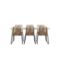 GARTENSET, Lina, Tisch Braun, Metall, 90 x 200 x 75 cm, 7-teilig - Braun, Metall - ebuy24