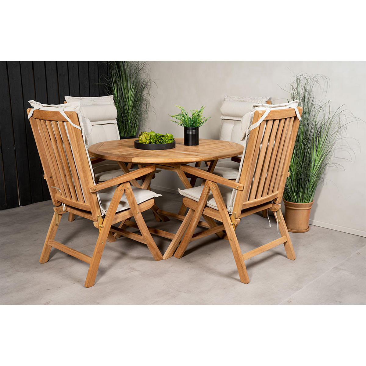 GARTENSET, Kenya, Tisch Natur, Teak., 120 x 120 x 75 cm, 5-teilig - Naturfarben, Holz - ebuy24