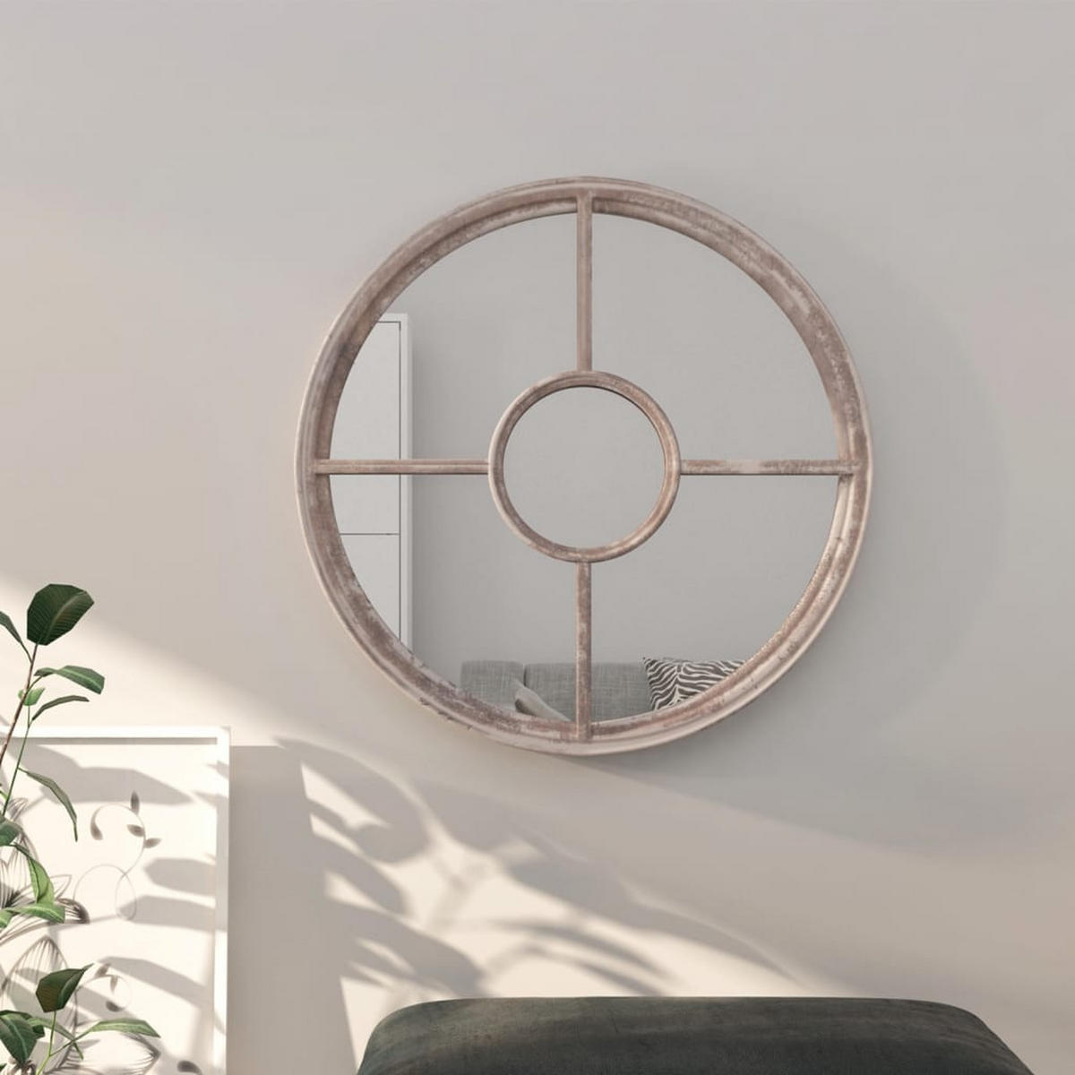 SPIEGEL Sandfarben 60x4 cm Eisen Rund für den - Creme, Metall (60/60/1cm) - furnicato