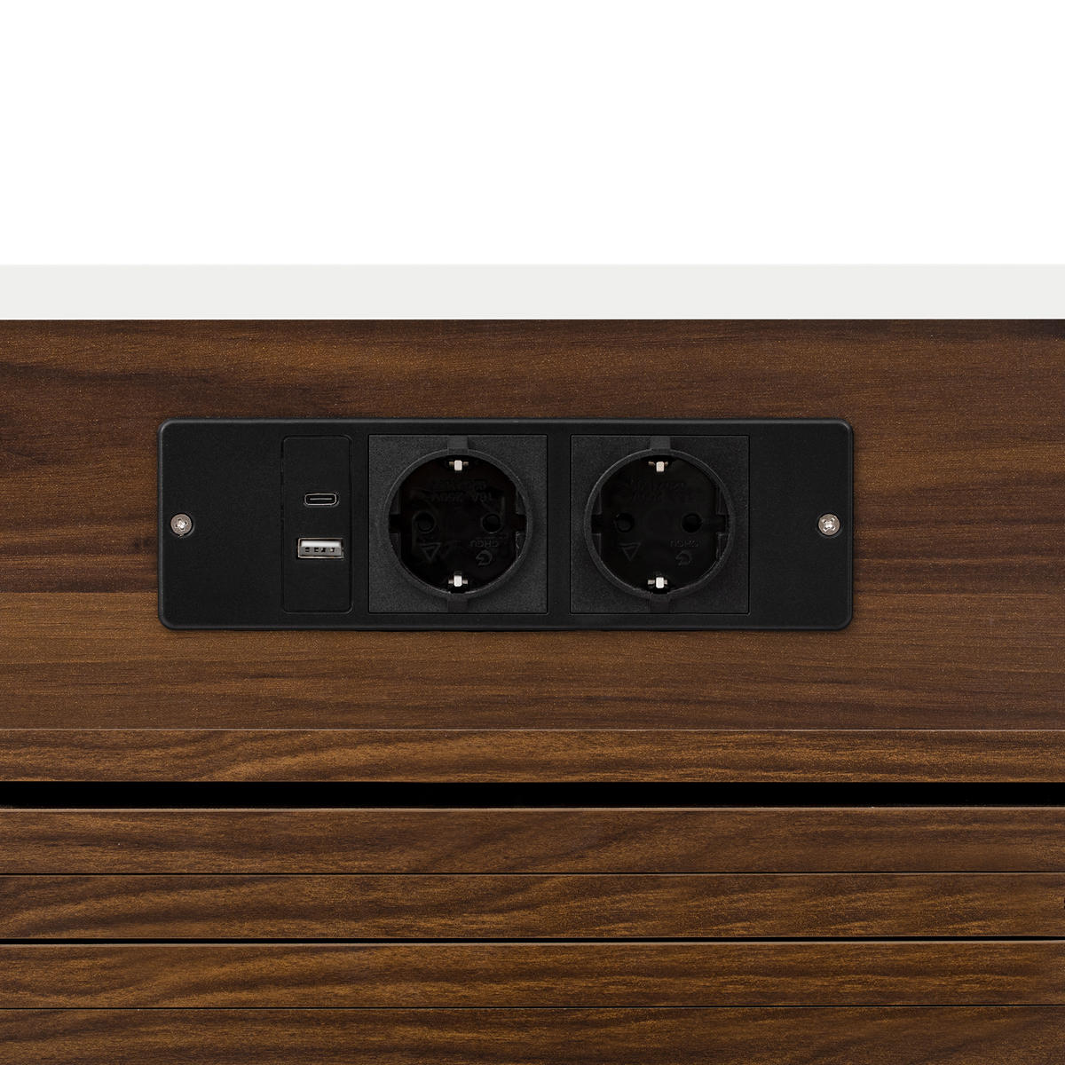 KÜCHENINSEL aus MDF 50.5-187.5x110.5x95.5 cm Weiß/Walnuss mit Ausziehtisch & Steckdosen - Weiß/Braun, Holzwerkstoff (187.5/95.5/110.5cm) - Modfu