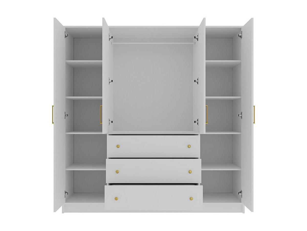 KLEIDERSCHRANK - 196 cm x 58 cm - Holz, Platte - Weiß - LIZANDRO - Weiß, Holz (196/200/58cm) - Vente-Unique