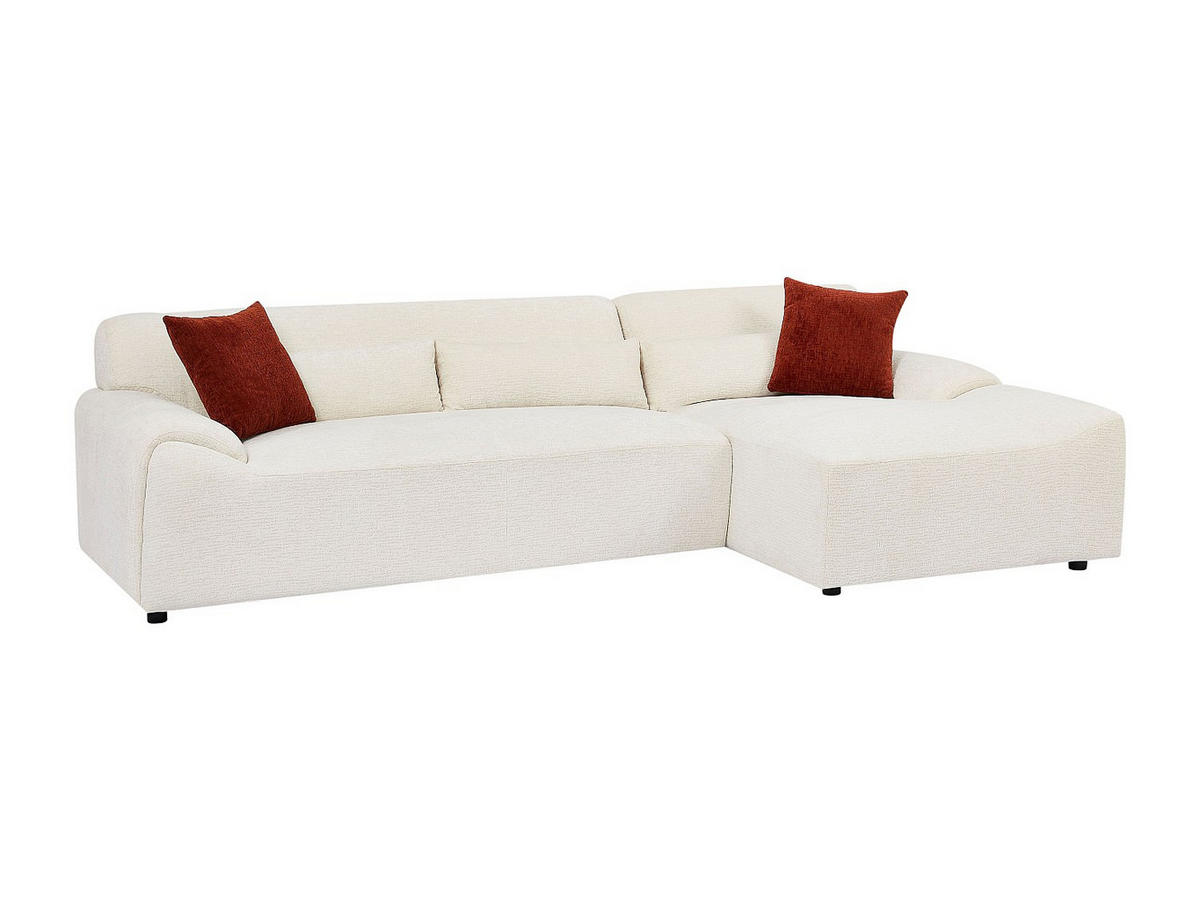 ECKSOFA - Ecke rechts - Chenille-Stoff - Beige - OVILIO - Beige, Textil (293/151cm) - Vente-Unique