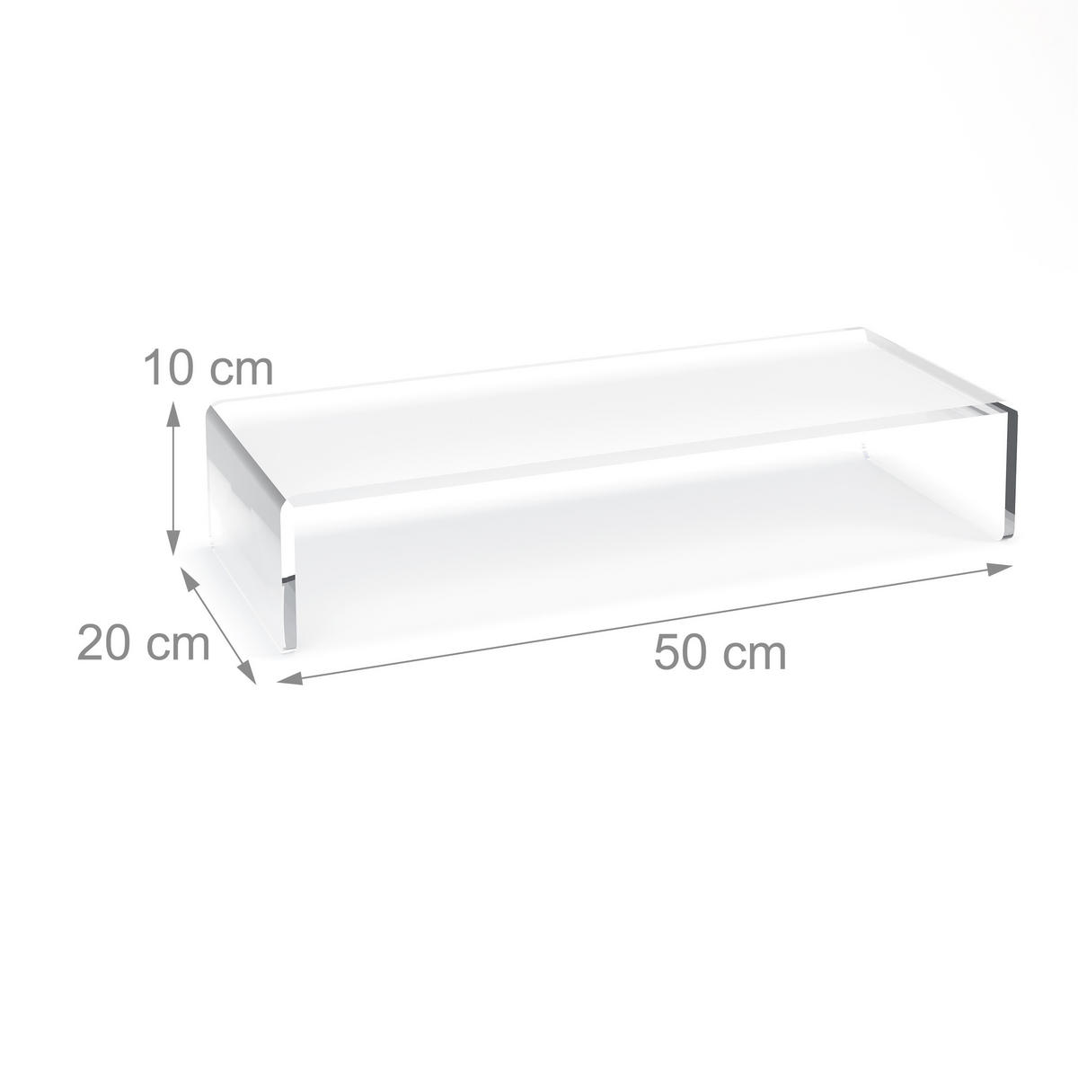 MONITORSTÄNDER Transparent Acryl 50 cm - Transparent, Kunststoff (20/50/10cm) - Relaxdays