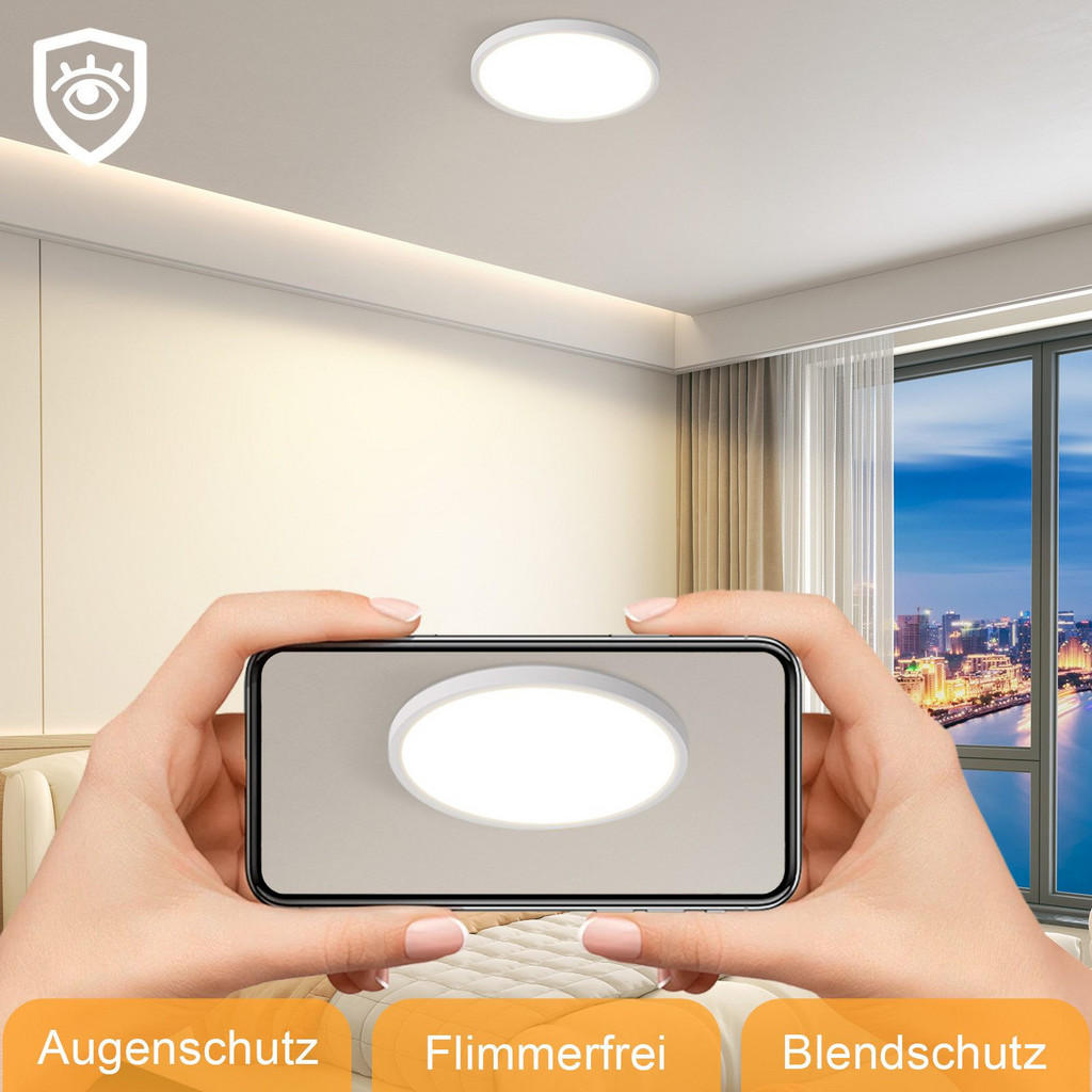 Thumbnail - Nettlife Led-Deckenleuchte, Weiß, Kunststoff, 18x2.6x18 cm, Lampen & Leuchten, Innenbeleuchtung, Deckenleuchten