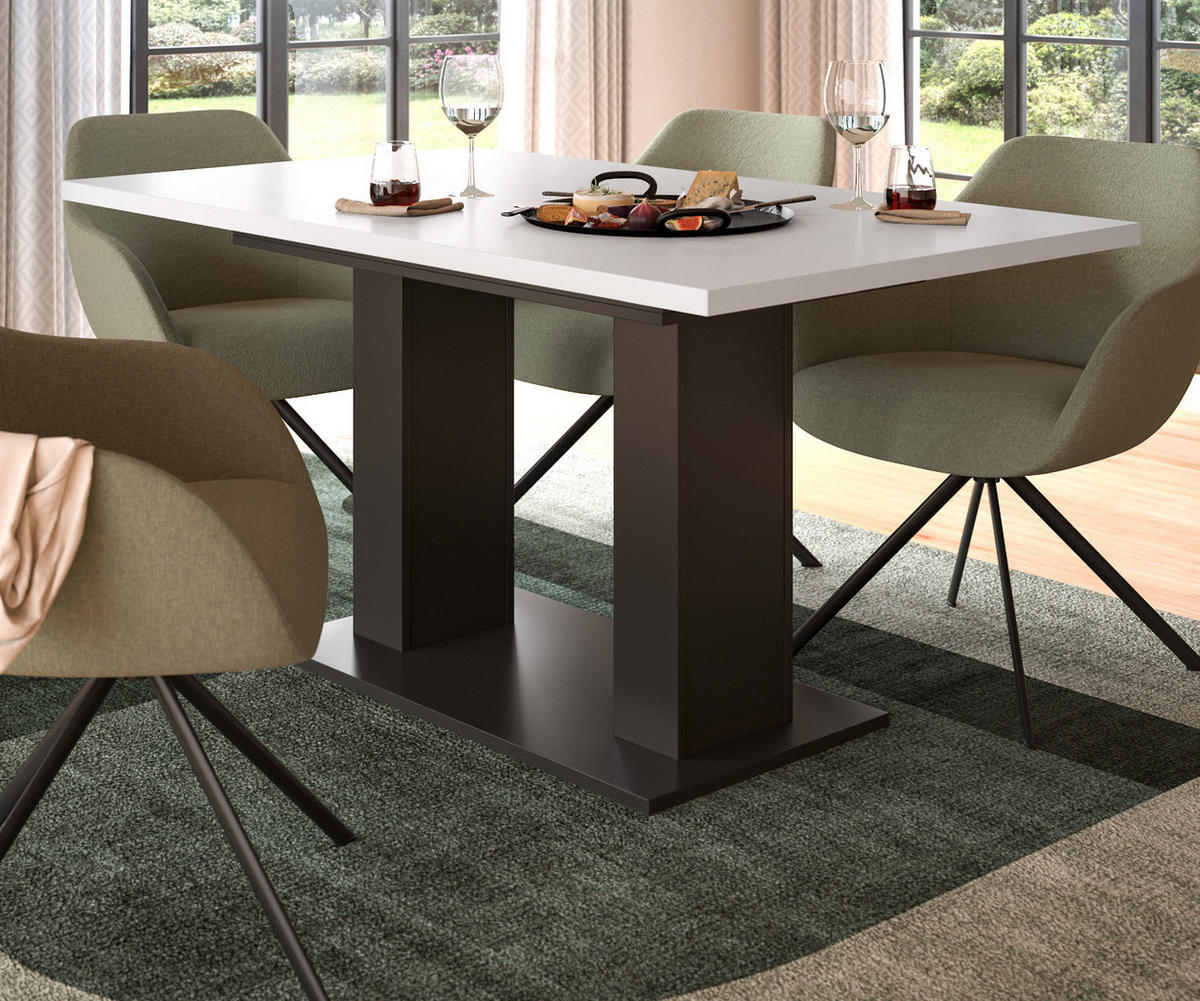 ESSTISCH weiß, grau, Küchentisch ausziehbar 150 - 190 cm - Weiß/Grau, Holzwerkstoff/Metall (150/90/76cm) - Inn.Furn