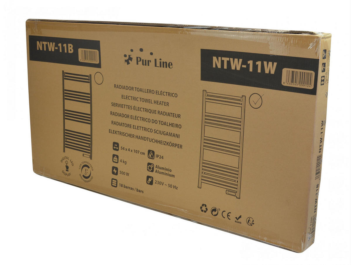 HANDTUCHTROCKNER Weiß mit Elektrosystem und Wandhalterung 500 W - Weiß, Metall (54/107/4cm) - Purline