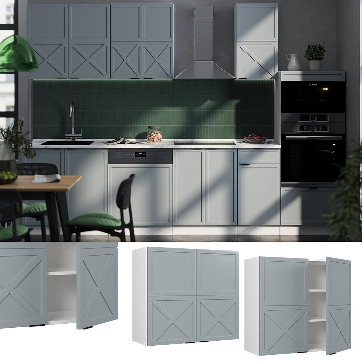 HÄNGESCHRANK Fame-Line Hellblau-grau 80 cm - Weiß/Hellblau, Holzwerkstoff (80/72/34.1cm) - Vicco