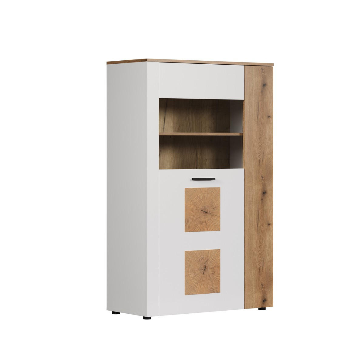 VITRINE mit 2 türen, davon 1 mit gehärtetem glas - vitoria 90/42/146 cm - Weiß, Holzwerkstoff (90/146/42cm) - Trendteam