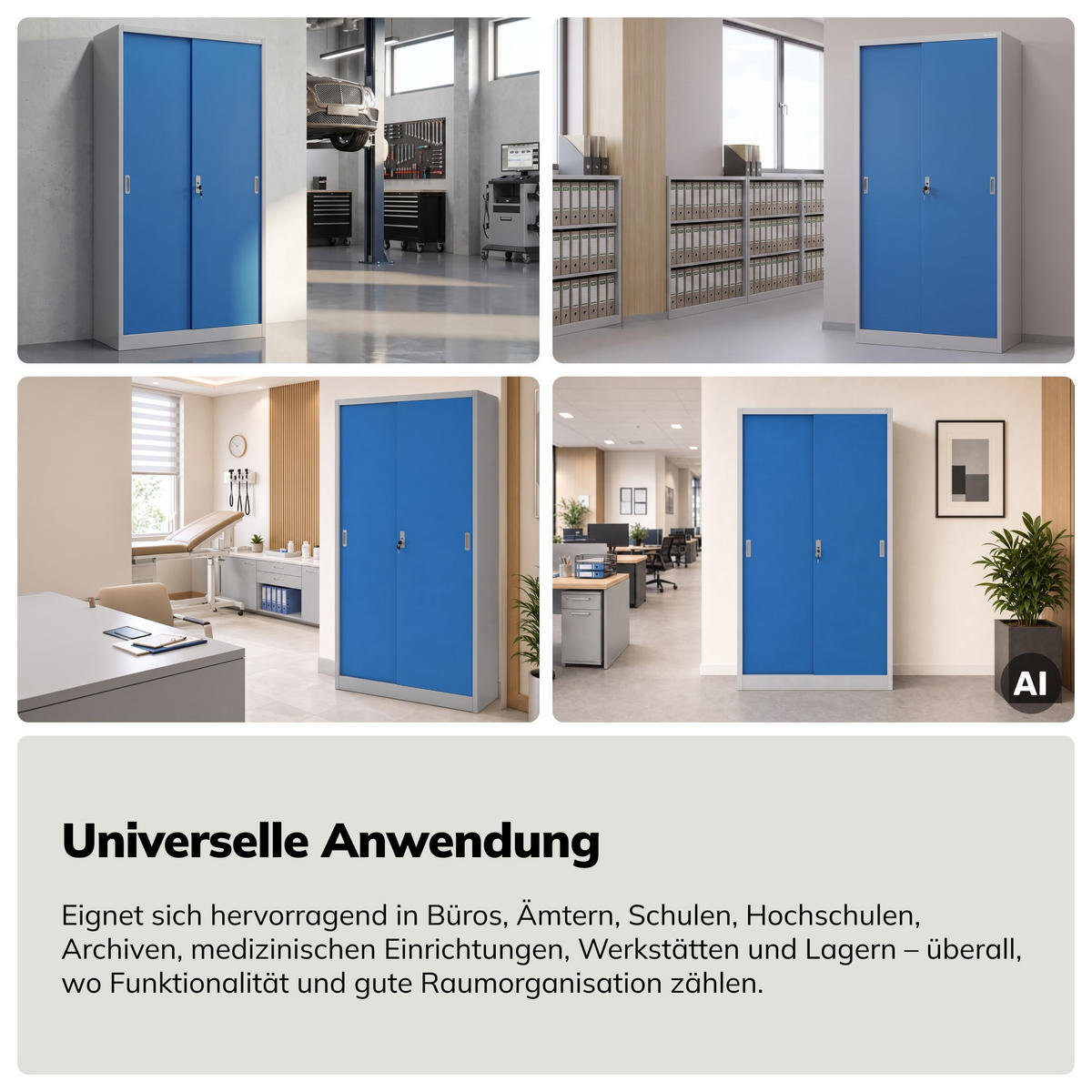 SCHIEBETÜRENSCHRANK KUBA 185x90x40 cm - Blau/Grau, Metall (90/185/40cm) - Jan Nowak