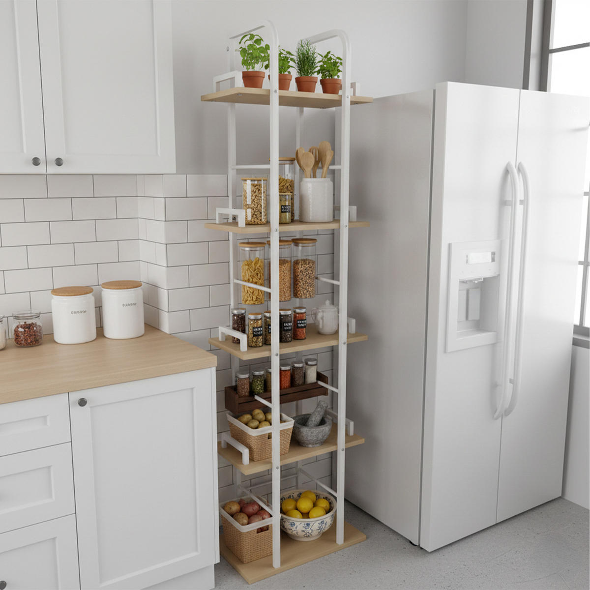 REGÁL - různobarevná, kov/kompozitní dřevo (38/143/24cm) - Relaxdays