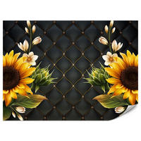 FOTOTAPETE für Küche Blume Sonnenblumen auf gestepptem Hintergrund 450x315 - Gelb/Schwarz, Papier (450/315cm) - Muralo