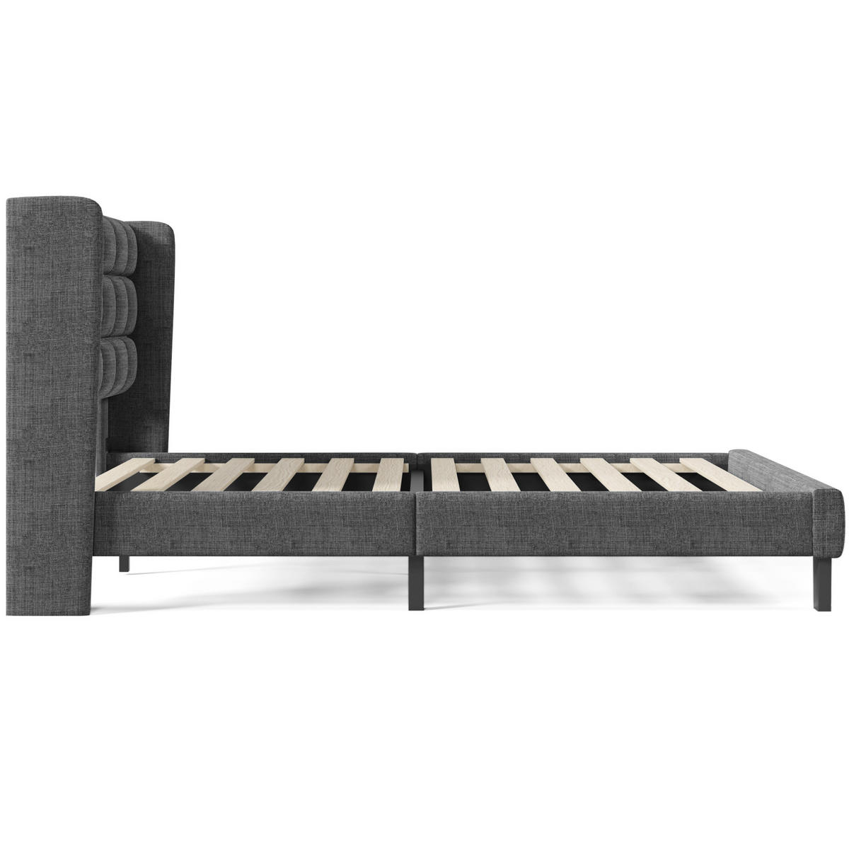 POLSTERBETT 140/200 cm Grau aus Leinen mit Lattenrost - Grau, Textil (140/200cm) - OKMYHOME