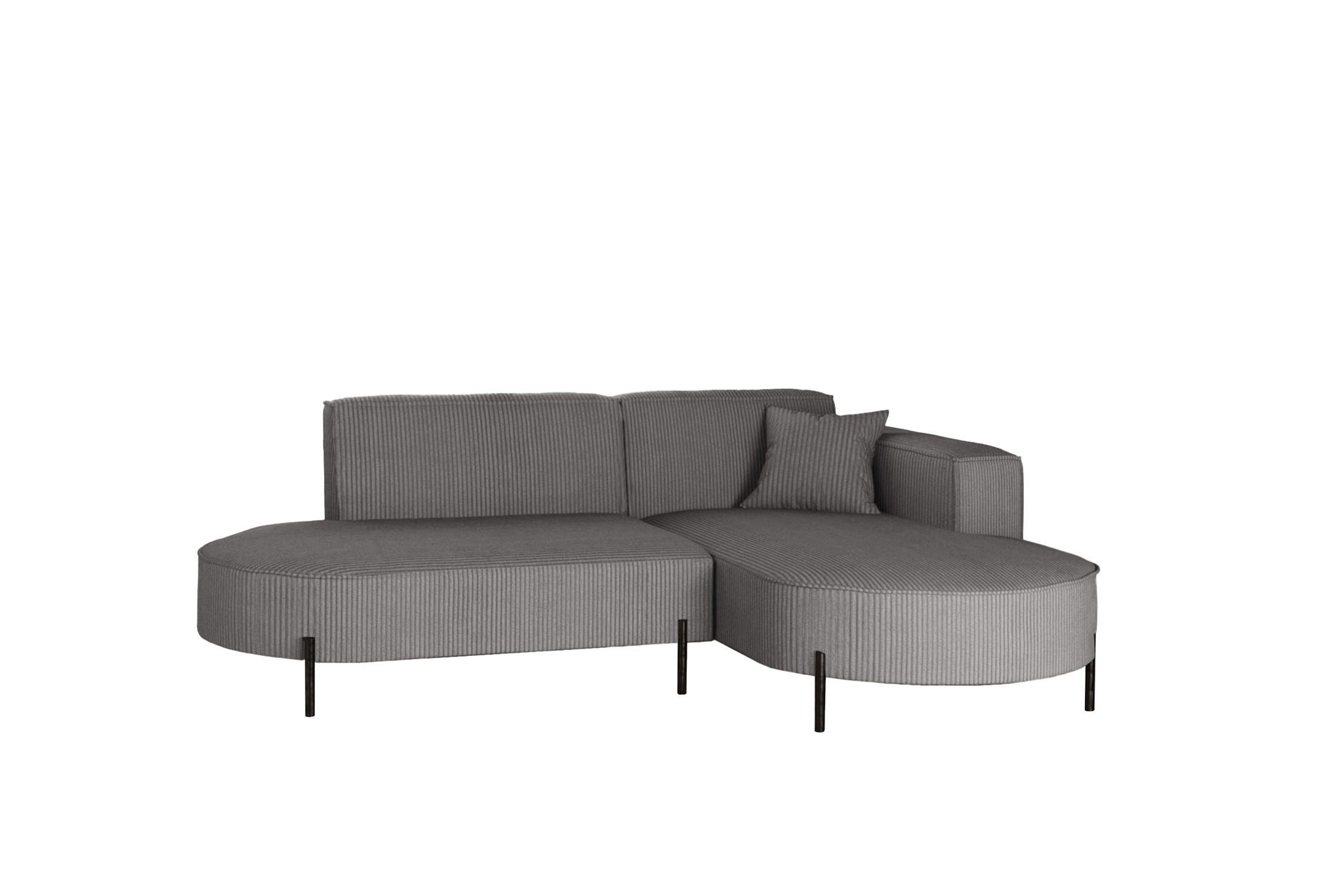 ECKSOFA Valencia Xs - Grau, Holzwerkstoff/Textil (236/165cm) - Fun Möbel