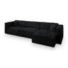 ECKSOFA TOLMO Schwarz Kordstoff mit Schlaffunktion - Schwarz, Holz (347/148cm) - MASSENO