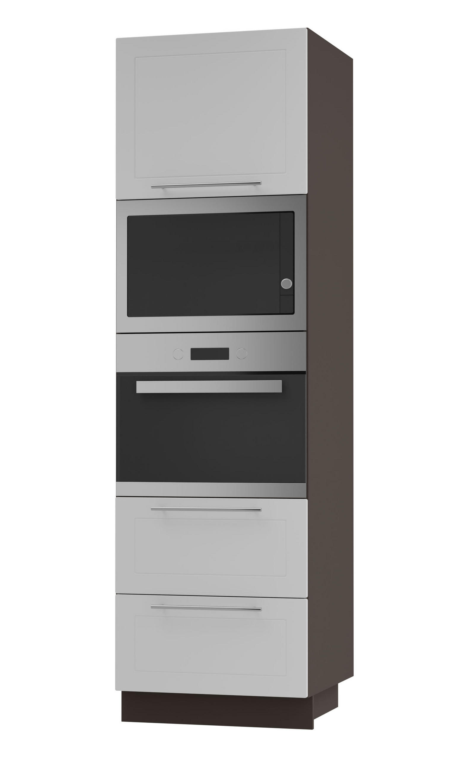 Feldmann-Wohnen Backofen-Hochschrank Weiß, Dunkelgrau 60x207x59 cm