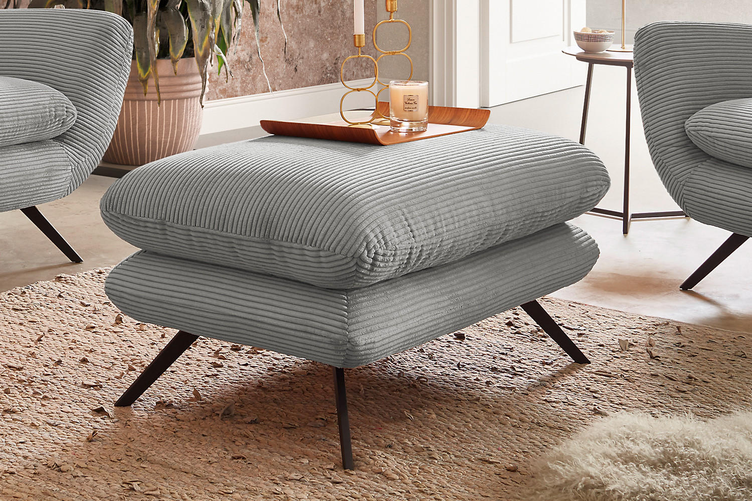 Thumbnail - Kawola Sitzgruppe, Hellgrau, Textil, 225x94x95 cm, Wohnzimmer, Sofas & Couches, Sitzgarnituren