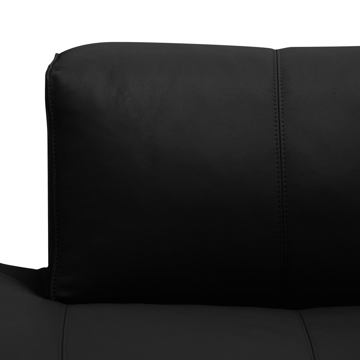 WOHNLANDSCHAFT mit Longchair - Schwarz, Leder/Kunststoff (325/71/235cm) - home24