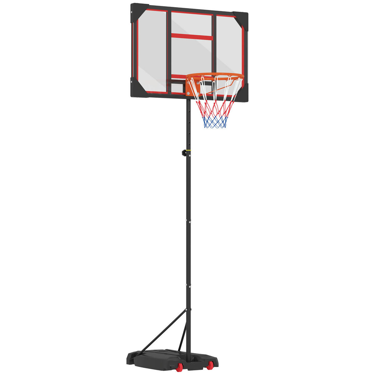 BASKETBALLKORB DE-10456 höhenverstellbar 210-260 cm Rot - Rot, Metall (53/82cm) - ComfortXL