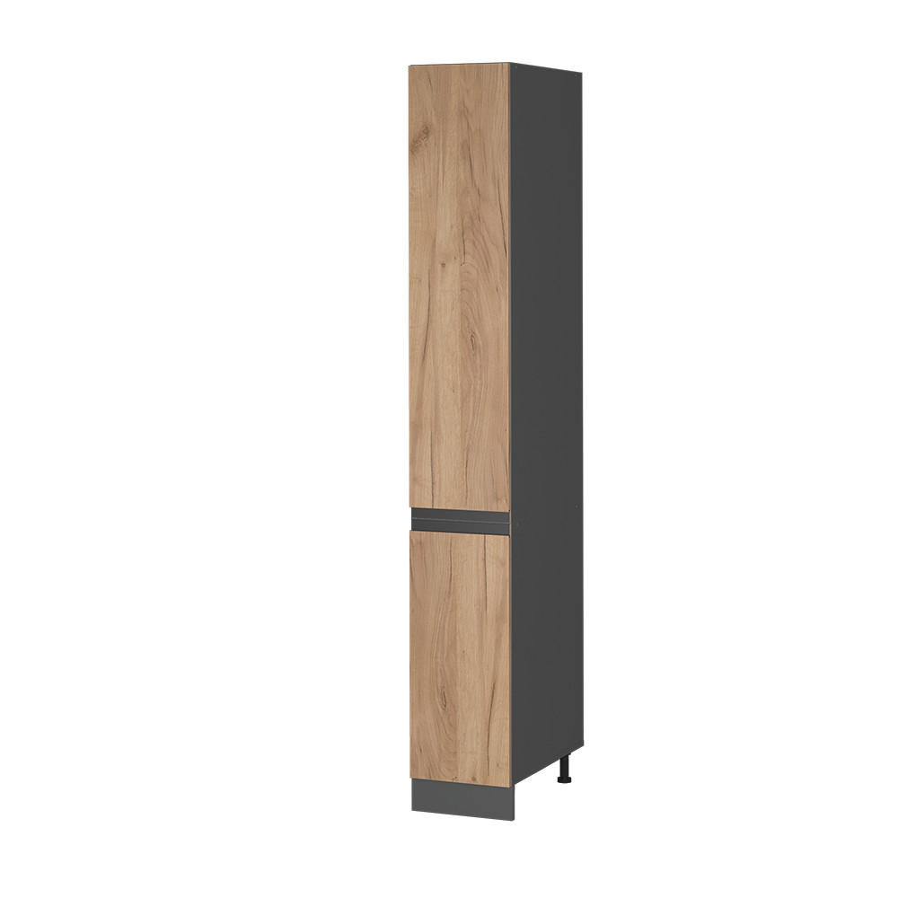 APOTHEKERSCHRANK R-Line Goldkraft Eiche 30 cm J-Shape - Anthrazit/Eiche Wotan, Holzwerkstoff (30/206.8/57.2cm) - Vicco