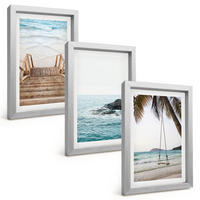 BILDER SET 3er Set - 20x30 cm Silberner Rahmen - Treppe Strand Meer Schaukel - Silberfarben, Kunststoff (20/30cm) - TULUP