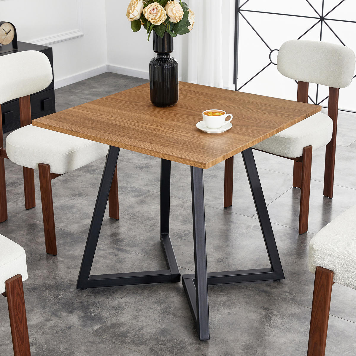 ESSTISCH 80 cm quadratisch für 4 Personen - Schwarz, Holzwerkstoff (80/80/75cm)