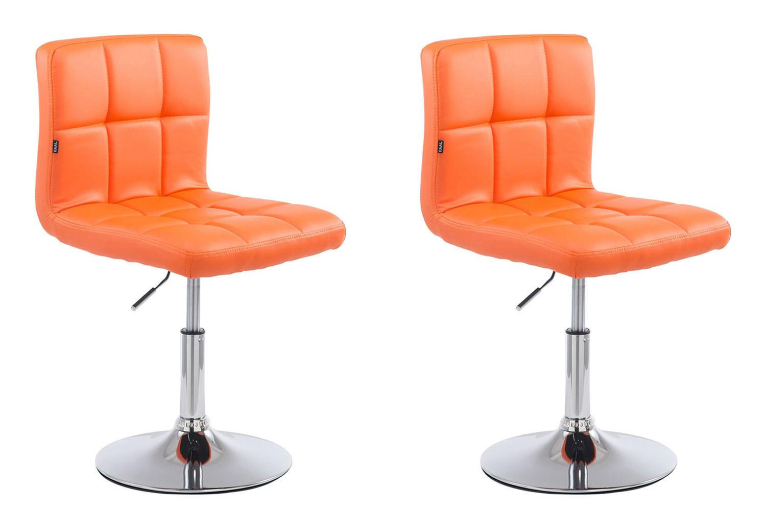 DREHSTUHL 2er Set Lederlook orange - Chromfarben/Orange, Textil/Metall (44/74/49cm) - CLP