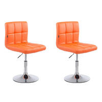 DREHSTUHL 2er Set Lederlook orange - Chromfarben/Orange, Textil/Metall (44/74/49cm) - CLP