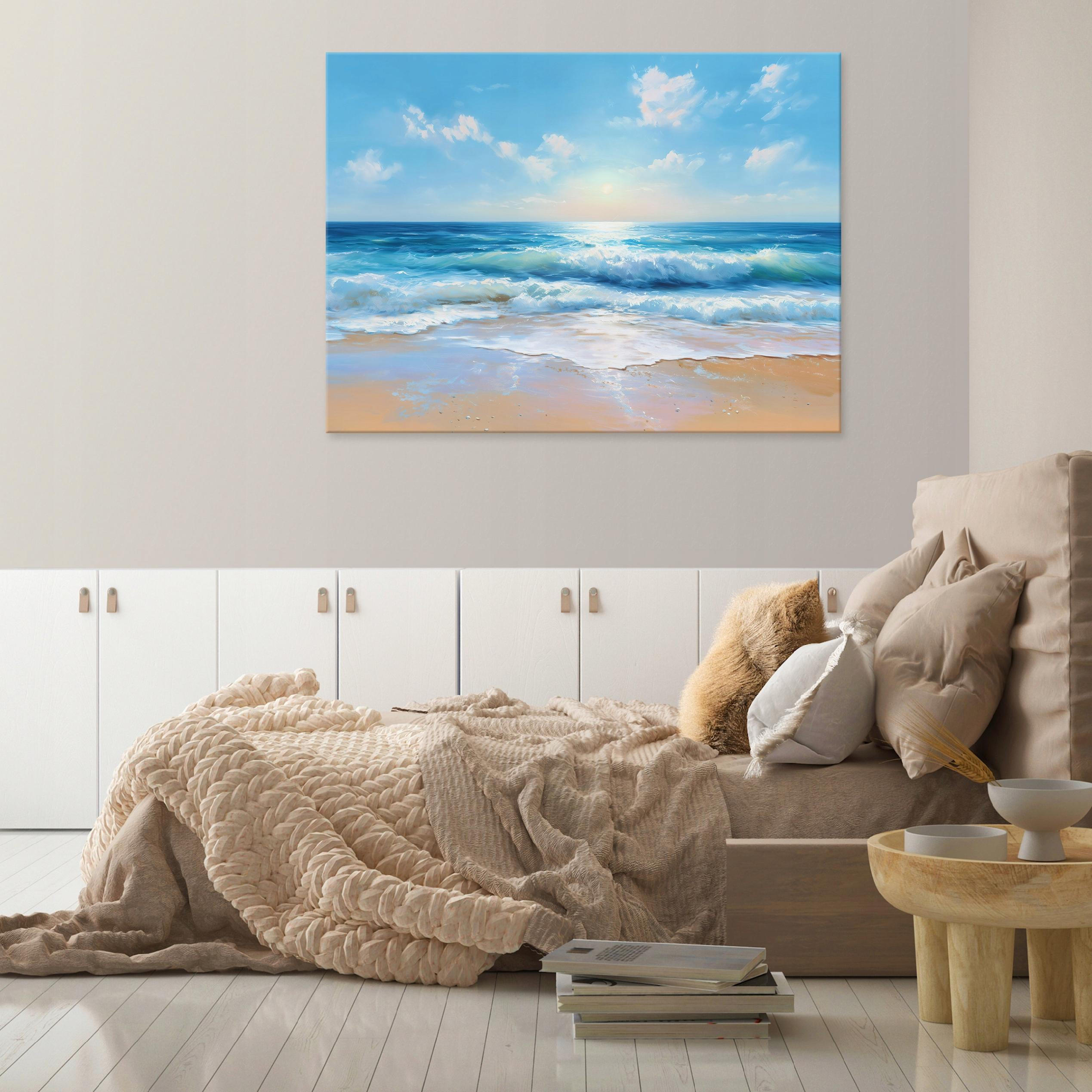 LEINWANDBILD Strand Meer Blau 120x80 cm - Multicolor, Holzwerkstoff (120/80cm) - Wallarena
