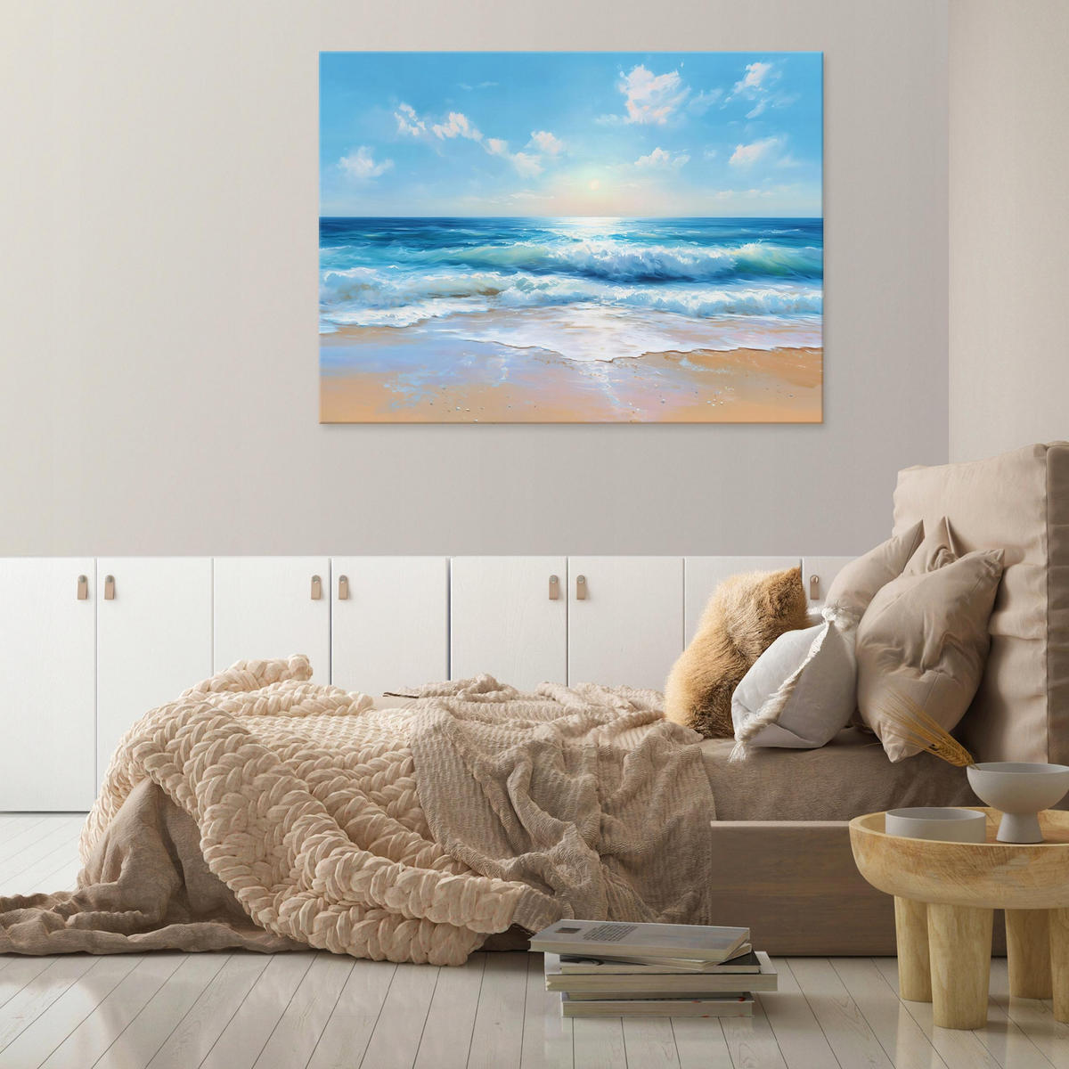 LEINWANDBILD Strand Meer Blau 120x80 cm - Multicolor, Holzwerkstoff (120/80cm) - Wallarena