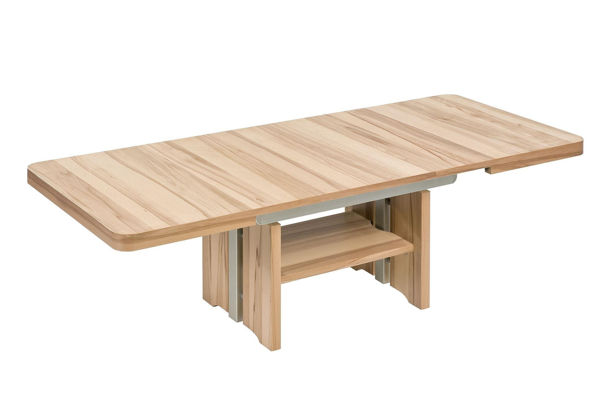 FUNKTIONSTISCH Canice höhenverstellbar und ausziehbar 160(180) x 80 x 56-75 Couchtisch massiv Kernbuche - Braun, Holz (130/80/56cm) - 58aufmkessel