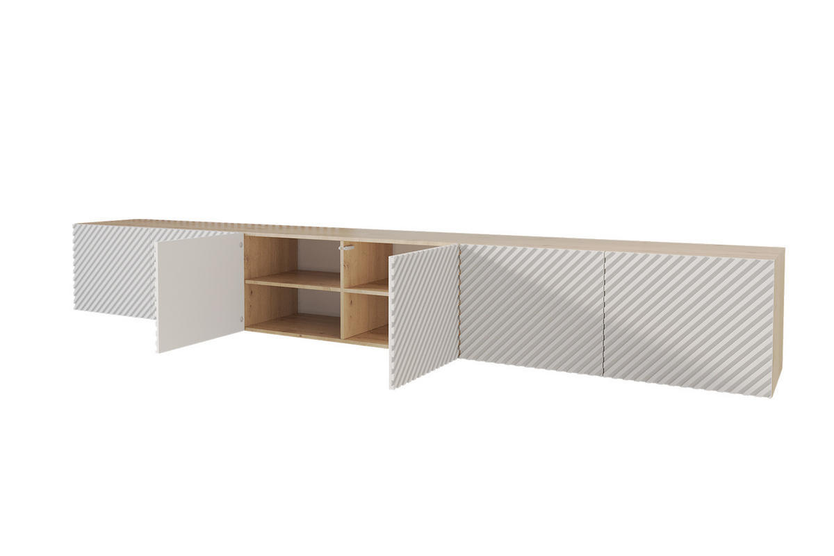 LOWBOARD ZENO-W 3x100x40x41 cm - Artisan / Weiß - Weiß, Holzwerkstoff (300/40/41cm) - ALTDECOR