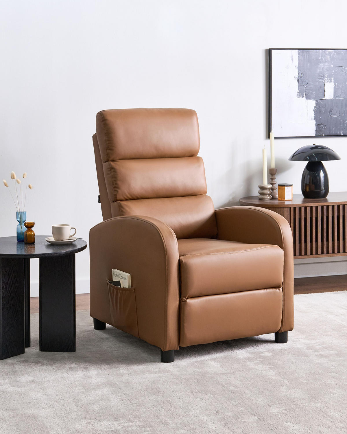FERNSEHSESSEL Kunstleder Braun Otus - Braun, Kunststoff (67/75/89cm) - Beliani