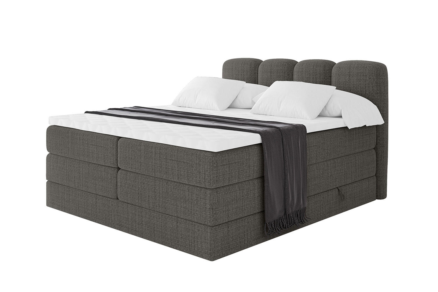 BOXBETT mit Matratze H3|H4 - NINA KING - 160x200 cm - Grau - Grau, Holzwerkstoff (160/200cm) - ALTDECOR