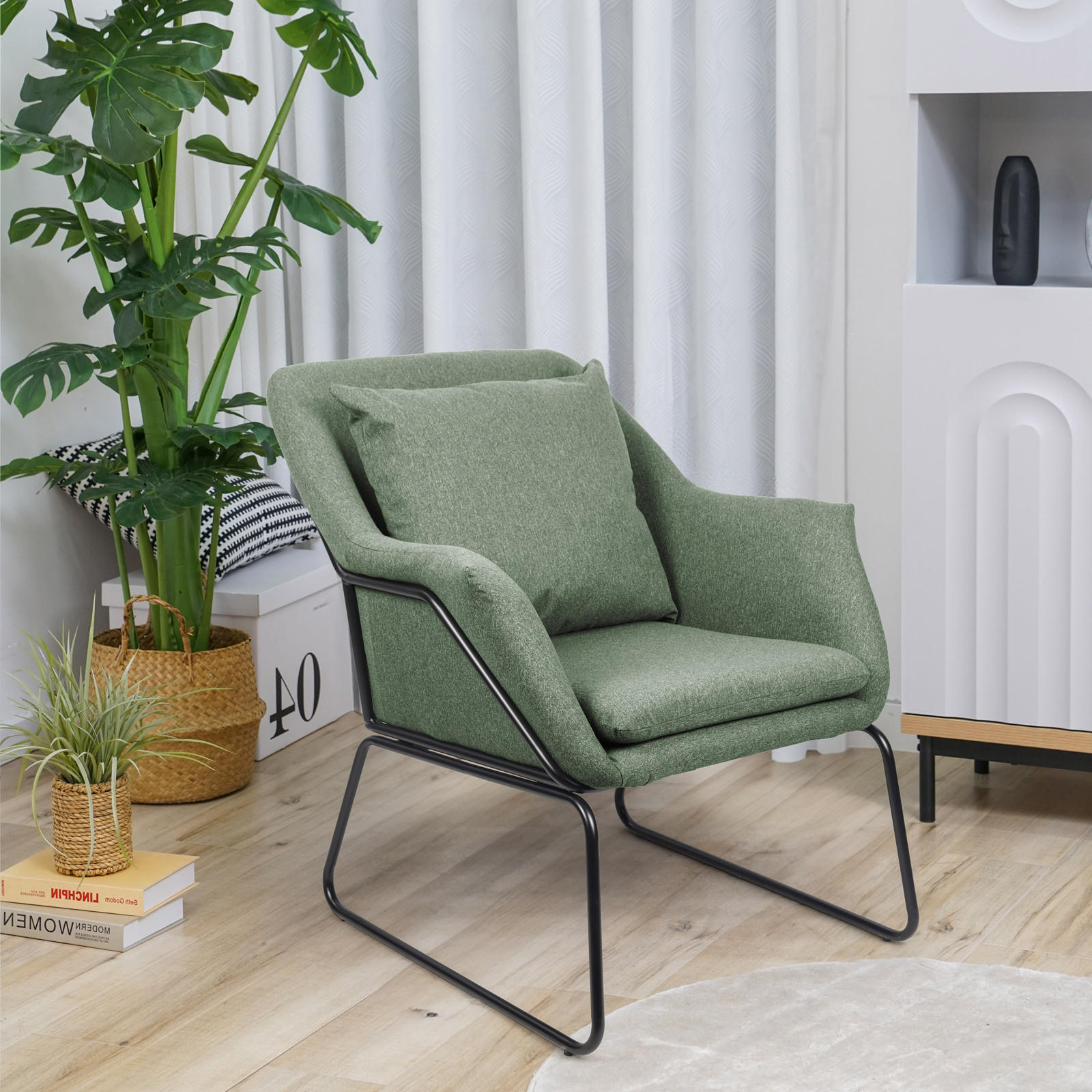 LOUNGESESSEL JOSIE Stoffbezug Grün - Schwarz/Grün, Textil (68/82/64cm) - SVITA