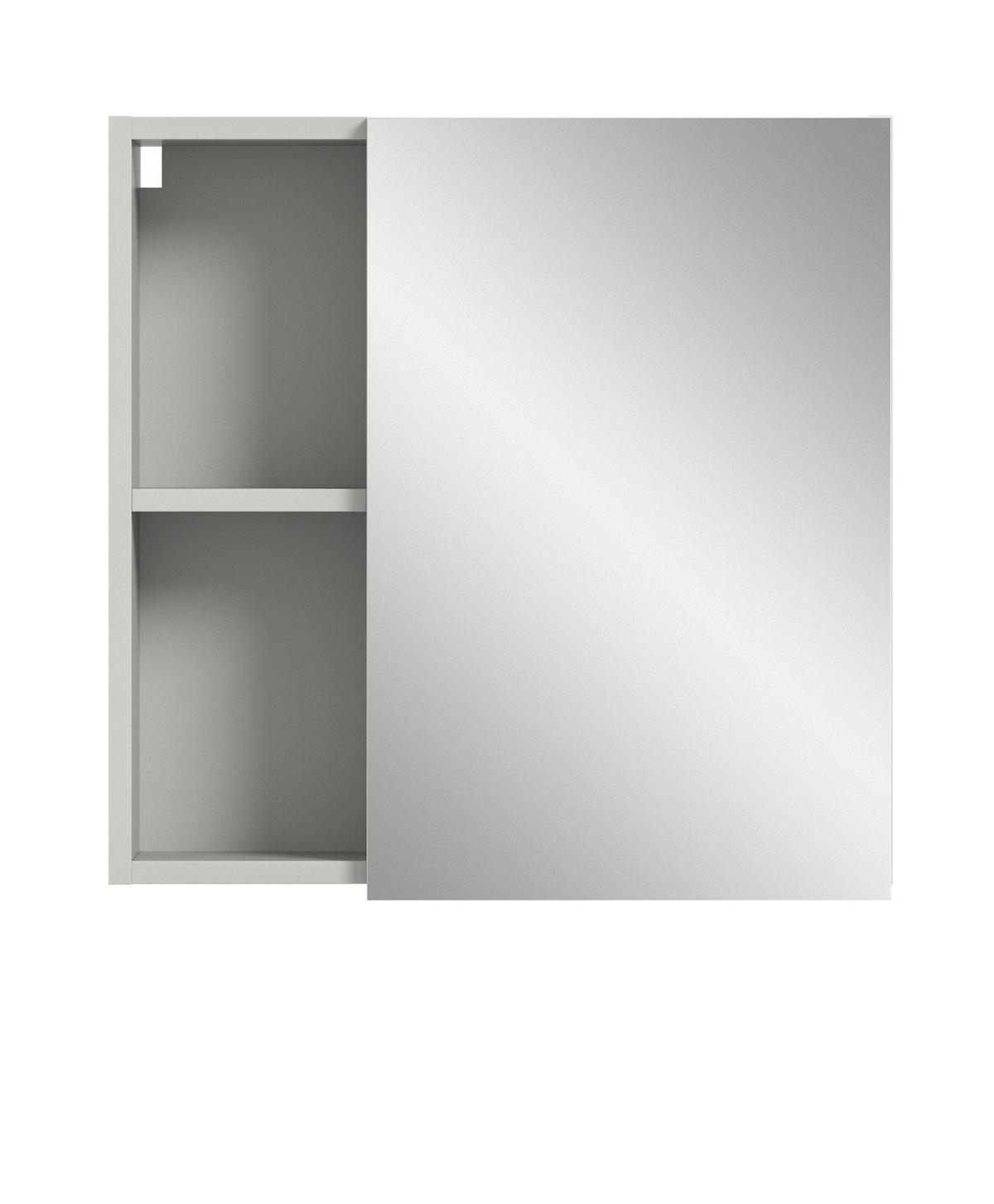 SPIEGELSCHRANK grau 55 cm, Badschrank mit Soft-Close - Grau, Glas/Holzwerkstoff (55/55/17cm) - Inn.Furn