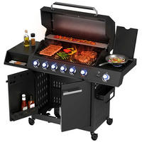 GASGRILL Tennessee Schwarz 6+1 - Schwarz, Metall (145/117/55cm) - Juskys