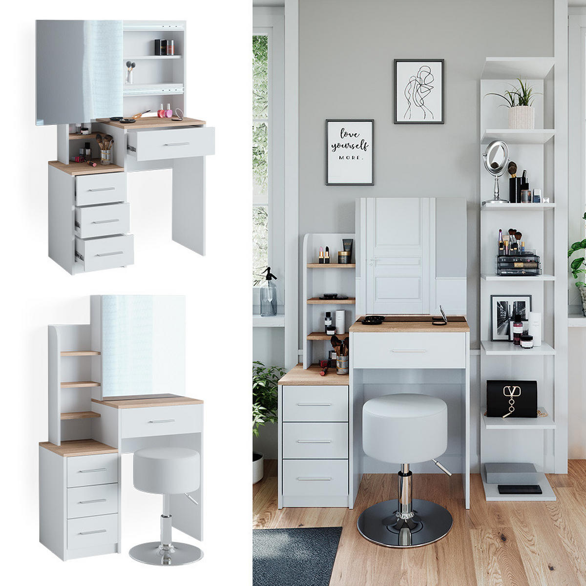 Weiß/Sonoma Eiche, Holzwerkstoff (80/131.6/36cm) - Vicco